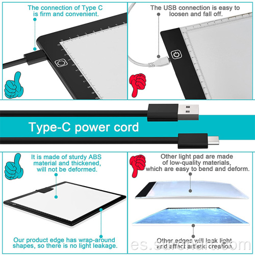 Caja de luz de seguimiento brillante A3 con clip magnético